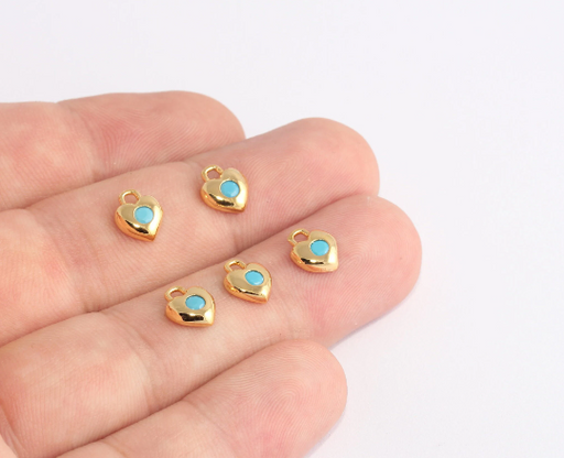 Shiny Gold Heart Charms