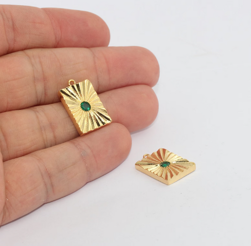 Shiny Gold Cz Bar Pendant