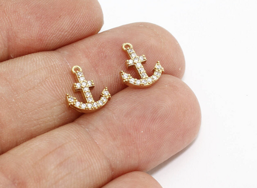 Shiny Gold Anchor Charms