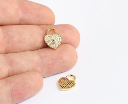 Shiny Gold Heart Lock Charms