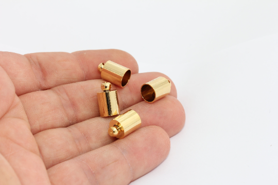8x13mm 24k Shiny Gold End Caps, Inner Size 7mm, Bead MTE460