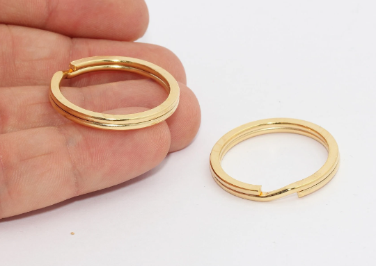 30mm 24k Shiny Gold Key Chain Ring, Split Key Ring, Gold  MTE853
