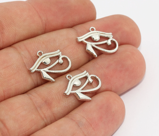 13x15mm Rhodium Plated Egyptian Eye, Eye Of Horus MTE675