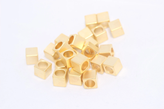 5mm 24k Matt Gold Cube Beads, Spacer Beads, Cubes, Cube Beads, Geometric Beads, BRT47