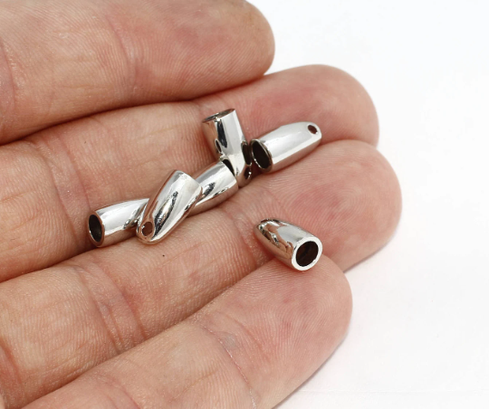 5x11mm Rhodium Plated End Caps, Silver Plated,Bead Cones MTE98