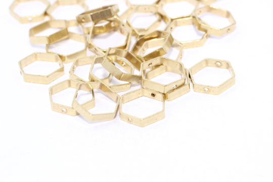 10x10mm Raw Brass Hexagon Connectors, Honeycomb  AE48