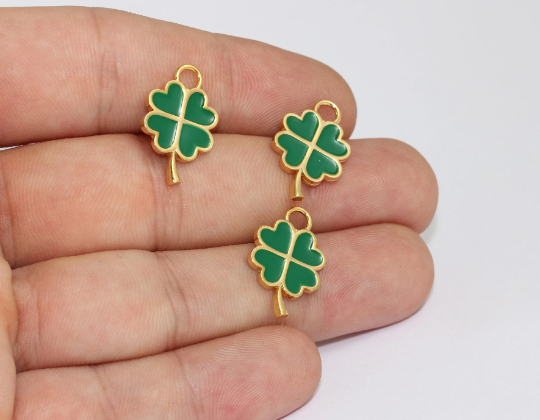 13x22mm 24k Shiny Gold Flower Charms, Enamel Flower MLS277