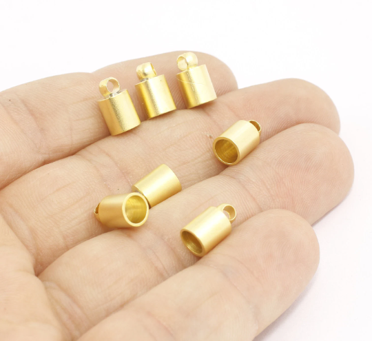24k Matt Gold Bead Caps, Inner Size 4,5mm, Cord End, Cord Tip,  MTE334