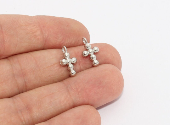 8x14mm Rhodium Plated Cross Charms, Gold Cross,Cross   MTE950