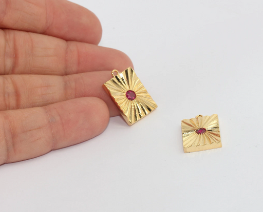 Shiny Gold Cz Bar Pendant