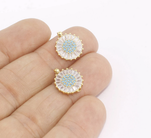 Shiny Gold Pave Sunburst