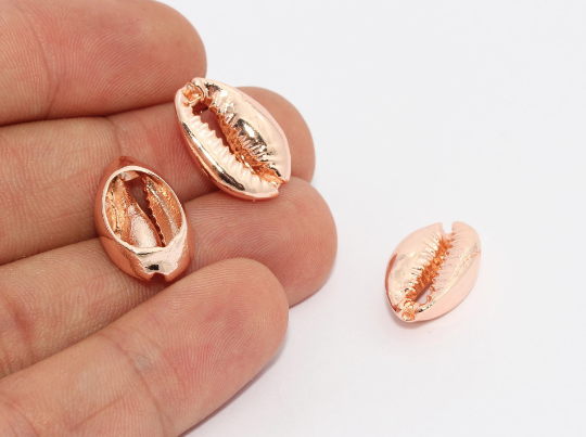 12x18mm Rose Gold Plated Cowrie, Cowrie Charms, Shell MTE663