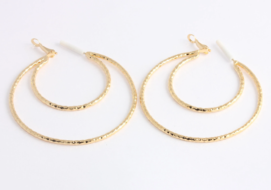 55mm 24k Shiny Gold Hoop Earrings, Large Gold Hoops,  CHK661-1