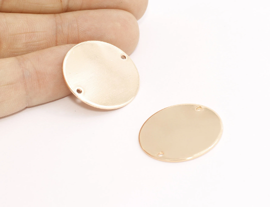 25mm Rose Gold Disc Charms, Coin Charms, Round Disc, MTE339