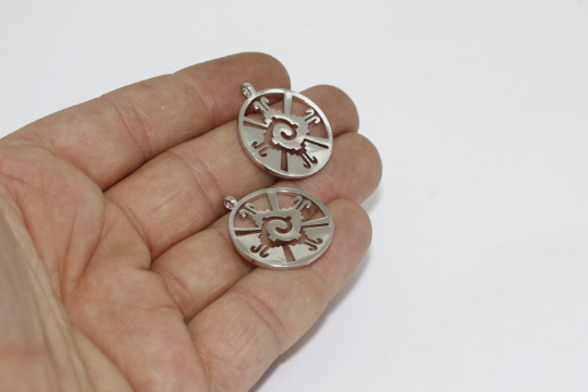 24mm Rhodium Plated Hunab Ku Charms, Hunab Ku Medallion, CR163