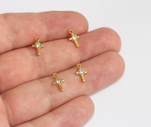 Shiny Gold Cross Charms
