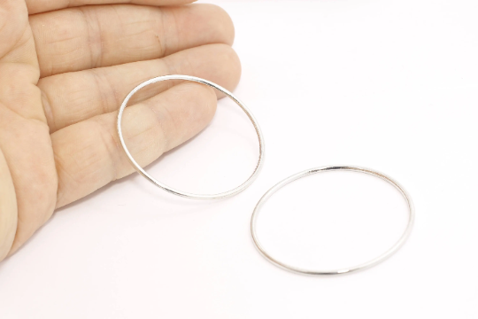 44mm Silver Plated Closed Ring, Connectors, Circle Connector,  MTE294
