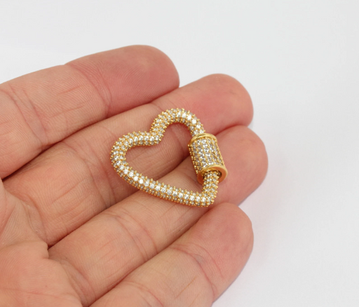Shiny Gold Heart Screw Clasp