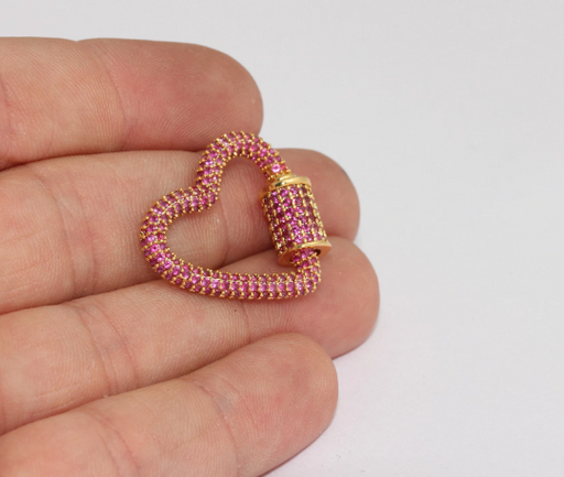 Shiny Gold Heart Screw Clasp