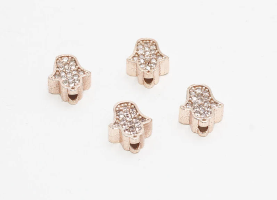 7x9mm Rose Gold Hamsa, Micro Pave Hamsa Charms, CZ  ZRCN345
