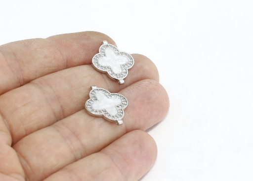 Silver Pave Clover Charms