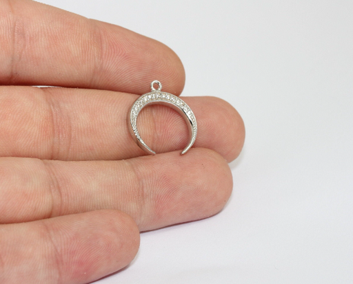 Rhodium Plated Horn Charms