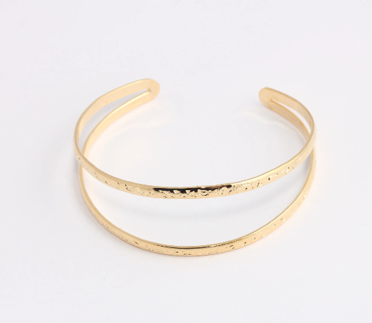 60mm 24k Shiny Gold Round Wire Bracelet Open , Bracelet,                CHK674
