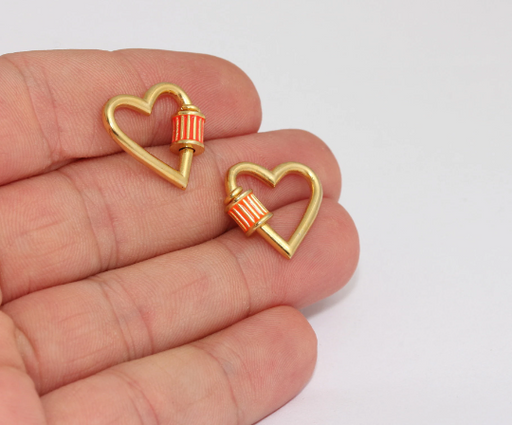Shiny Gold Heart Screw Clasp Lock