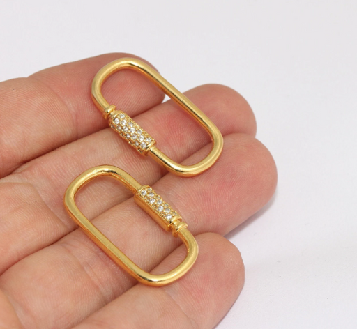 Shiny Gold Micro Pave Oval Pendant