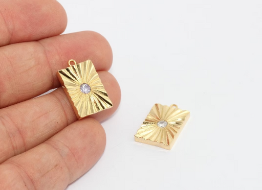 Shiny Gold Cz Bar Pendant