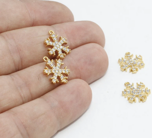 Shiny Gold Snowflake Charms