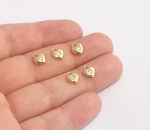Shiny Gold Heart Charms
