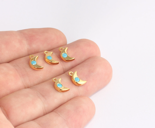 Shiny Gold Moon Charms