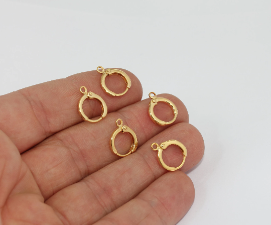 11x13mm 24k Shiny Gold Earrings, Leverback Earrings,        MTE198