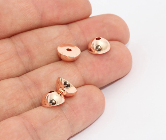 5x10mm Rose Gold Plated Spacer Beads, Half Ball Beads, MTE883