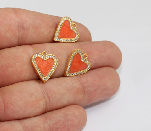 Shiny Gold Heart Charms