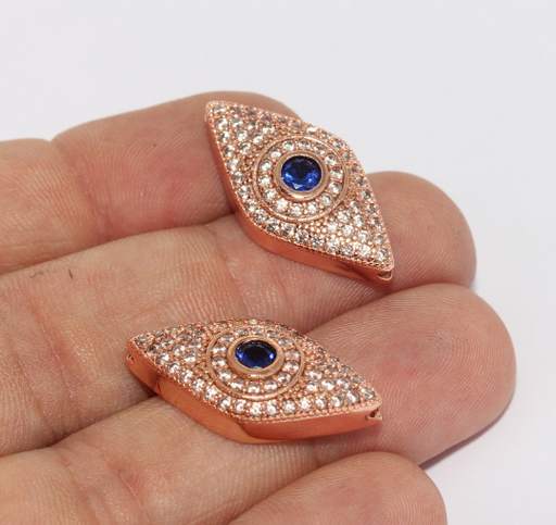 Rose Gold Evil Eye Beads