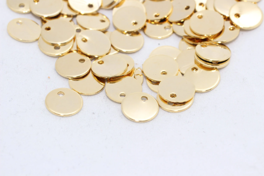 10mm 24k Shiny Gold Round Charms, Round,Personalized  CHK493