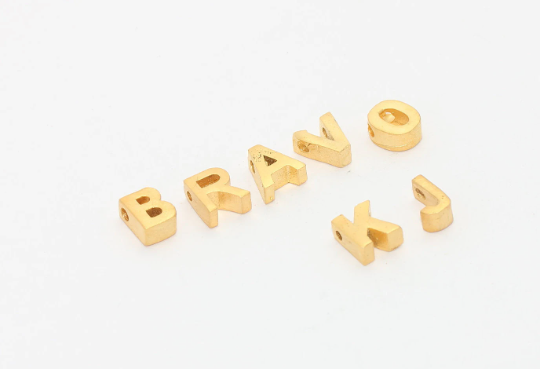 6x7mm 24k Matt Gold Letter Charms, Letter Beads, Initial,         HRF8