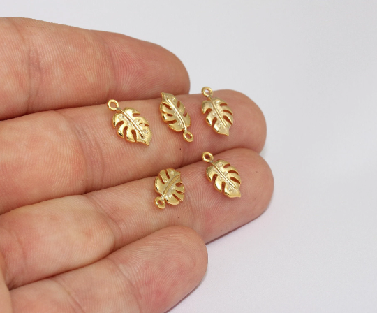 8x14mm 24k Shiny Gold Leaf Charms, Leaf Pendant, Gold  MLS333