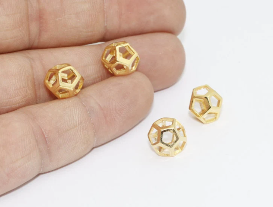 24k Shiny Gold Open Pyramid Charms, 3D Charms, Charms,  PJ, BRT672