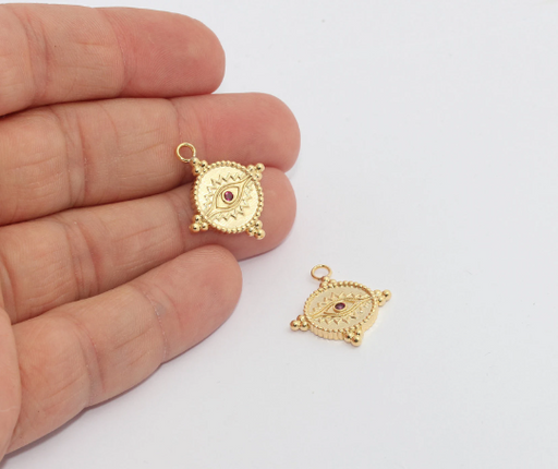 Shiny Gold Evil Eye Pendant