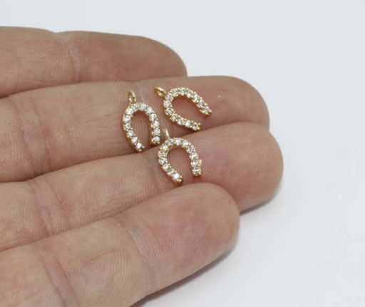 Shiny Gold CZ Horseshoe Charms