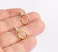 Oval Earrings, Gold Stud ,Simple 