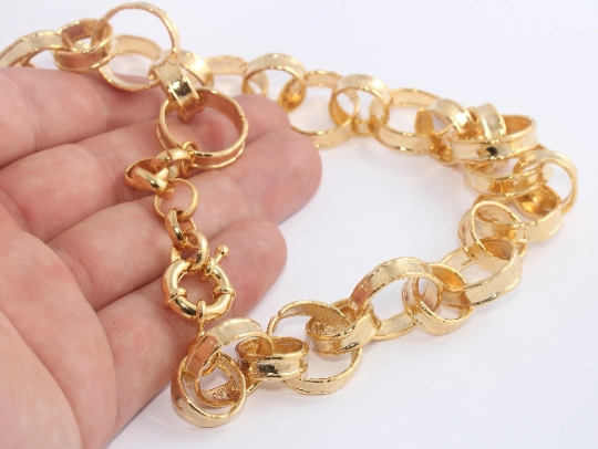 17" +2" 24k Shiny Gold Necklace, Ready Gold Plated, CHK648
