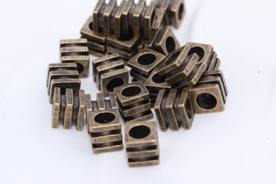 6mm Antique Bronze Cube Beads, Geometric Beads, Tube Beads, Cube Beads, Antique Bronze Supplies, Tubes, Solid Brass, MA1
