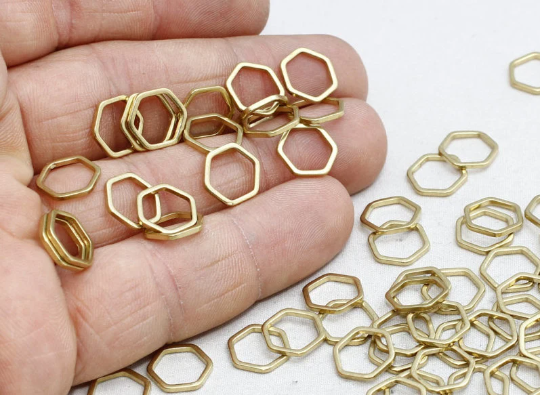 10mm Raw Brass Honeycomb Charm, Hexagon Rings,Brass  CHK173