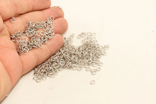5mm Rhodium Plated Jump Rings, Silver Connector, AG72