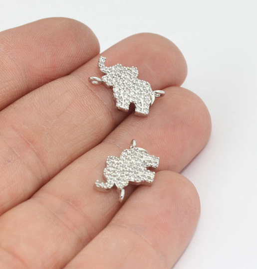 11x17mm Silver Plated Charms, Elephant Charm, Micro  ZRCN795