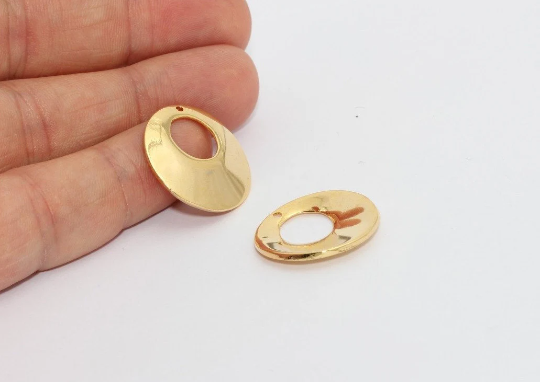 22mm 24k Shiny Gold Hoop Pendant, Necklace Charms,  MTE1154